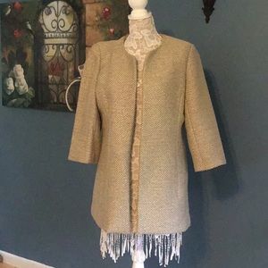 Three Quarter Sleeve camel tweed blazer jacket